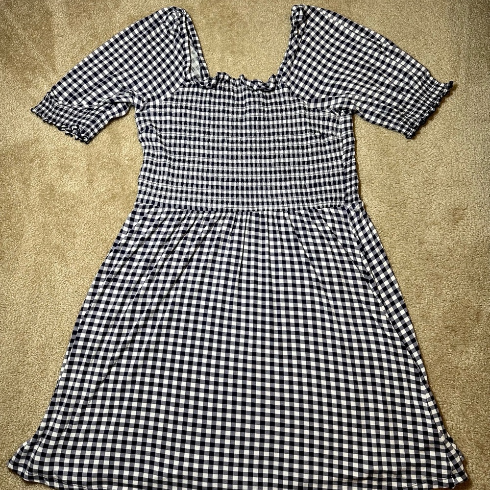 Draper James Jo Dee Dress, Navy/White Gingham, Size XL